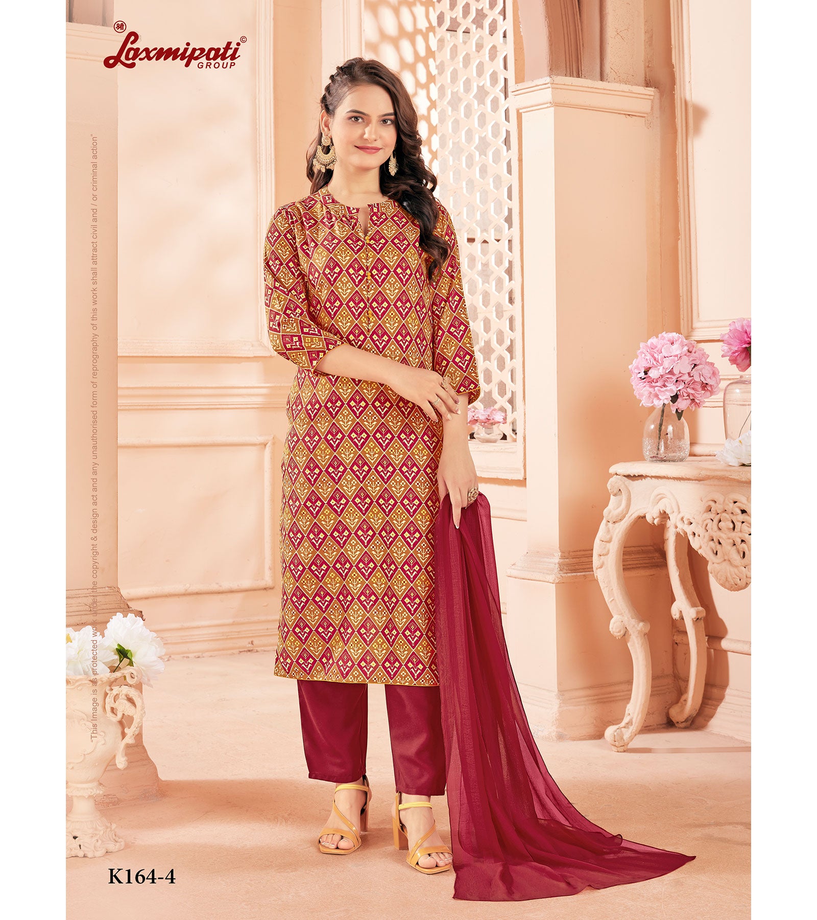 Laxmipati Spun Cotton Base Multicolor Printed Straight Cut Kurti With Pant & Dupatta