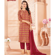 Laxmipati Spun Cotton Base Multicolor Printed Straight Cut Kurti With Pant & Dupatta