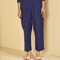 Laxmipati Tara Sequin Work Straight Kurta Set with Trousers & Dupatta in Blue Color