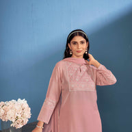 Laxmipati Naina Straight Kurta Set with Trousers & Dupatta in Mauve Color