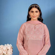 Laxmipati Naina Straight Kurta Set with Trousers & Dupatta in Mauve Color