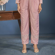 Laxmipati Naina Straight Kurta Set with Trousers & Dupatta in Mauve Color