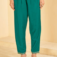 Sea Green A-Line Kurta Set with Matching Pant & Dupatta - Resham