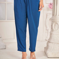 Blue Embroidered Straight Kurti with Pant and Dupatta Set - Sunheri