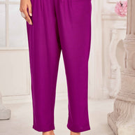 Purple Embroidered Straight Kurti with Pant and Dupatta Set - Sunheri