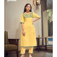 Laxmipati K26-5 Spun Base Bright Yellow Kurti With Pant