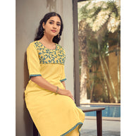 Laxmipati K26-5 Spun Base Bright Yellow Kurti With Pant