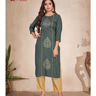 Laxmipati   Rayon Base Grey Straight Cut Kurti