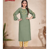 Laxmipati  Rayon Base Moss Straight Cut Kurti