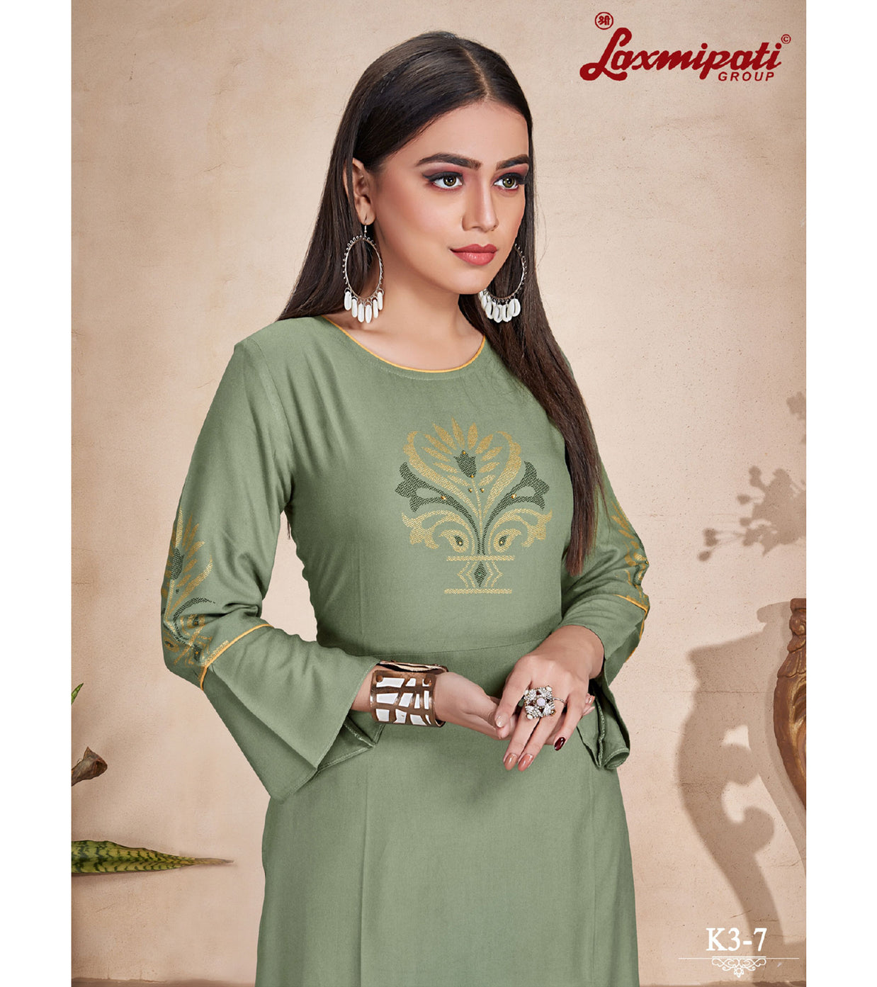 Laxmipati  Rayon Base Moss Straight Cut Kurti