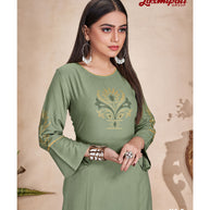 Laxmipati  Rayon Base Moss Straight Cut Kurti