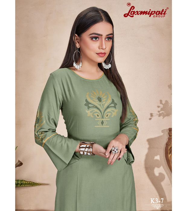 Laxmipati  Rayon Base Moss Straight Cut Kurti