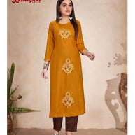 Laxmipati  Rayon Base Bronze Straight Cut Kurti