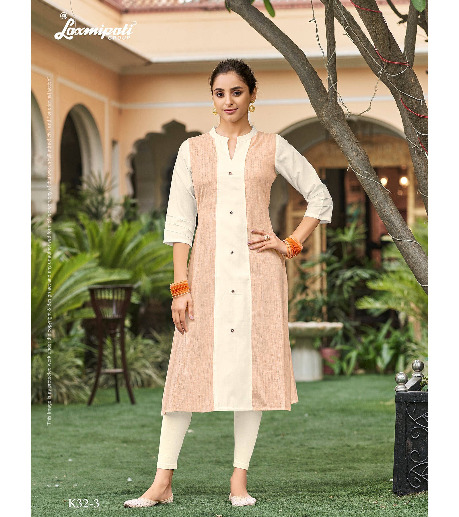 Laxmipati  Spun Base Self Textured Off White Kurti