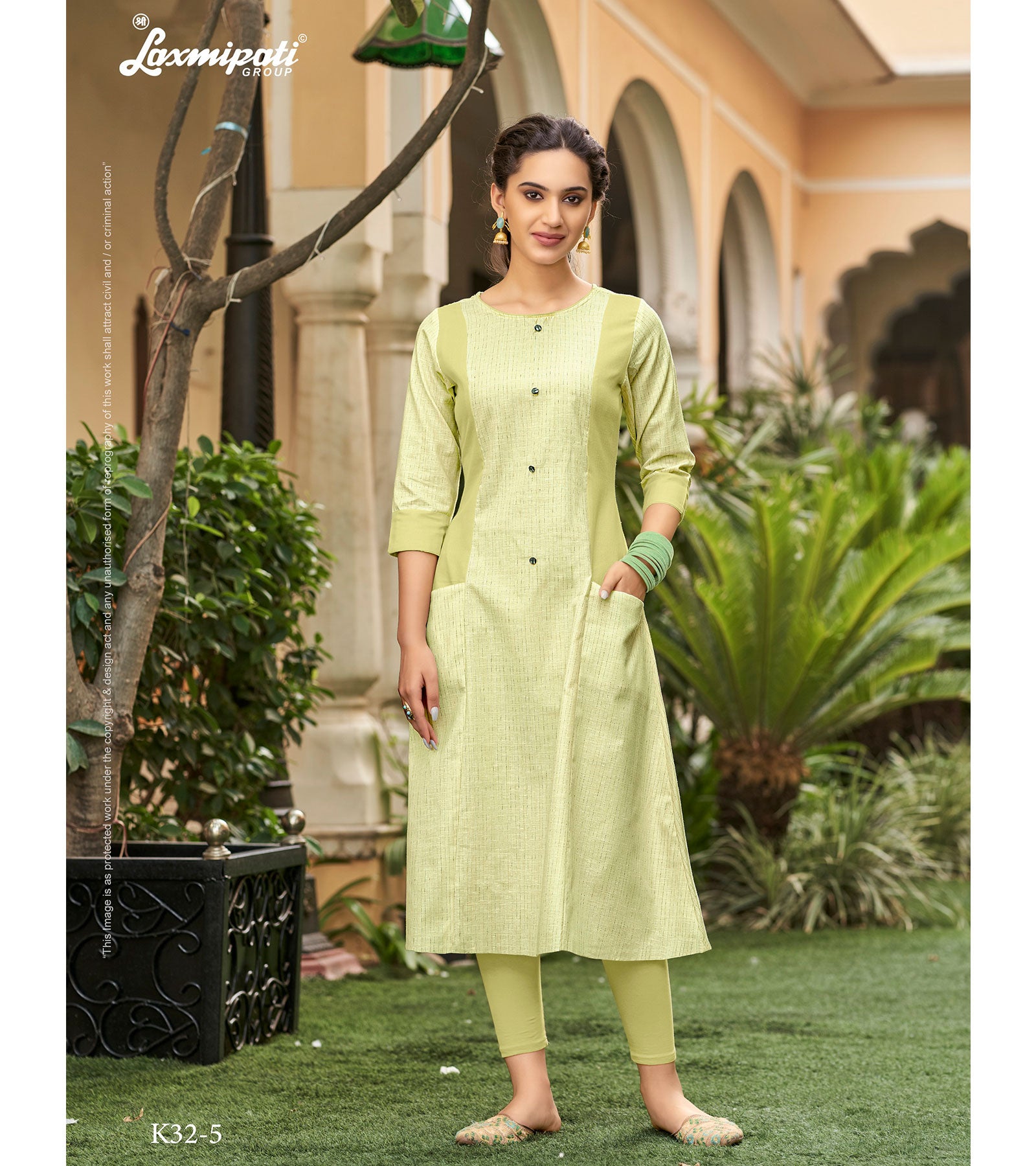 Laxmipati  Spun Base Self Textured Khaki  Kurti