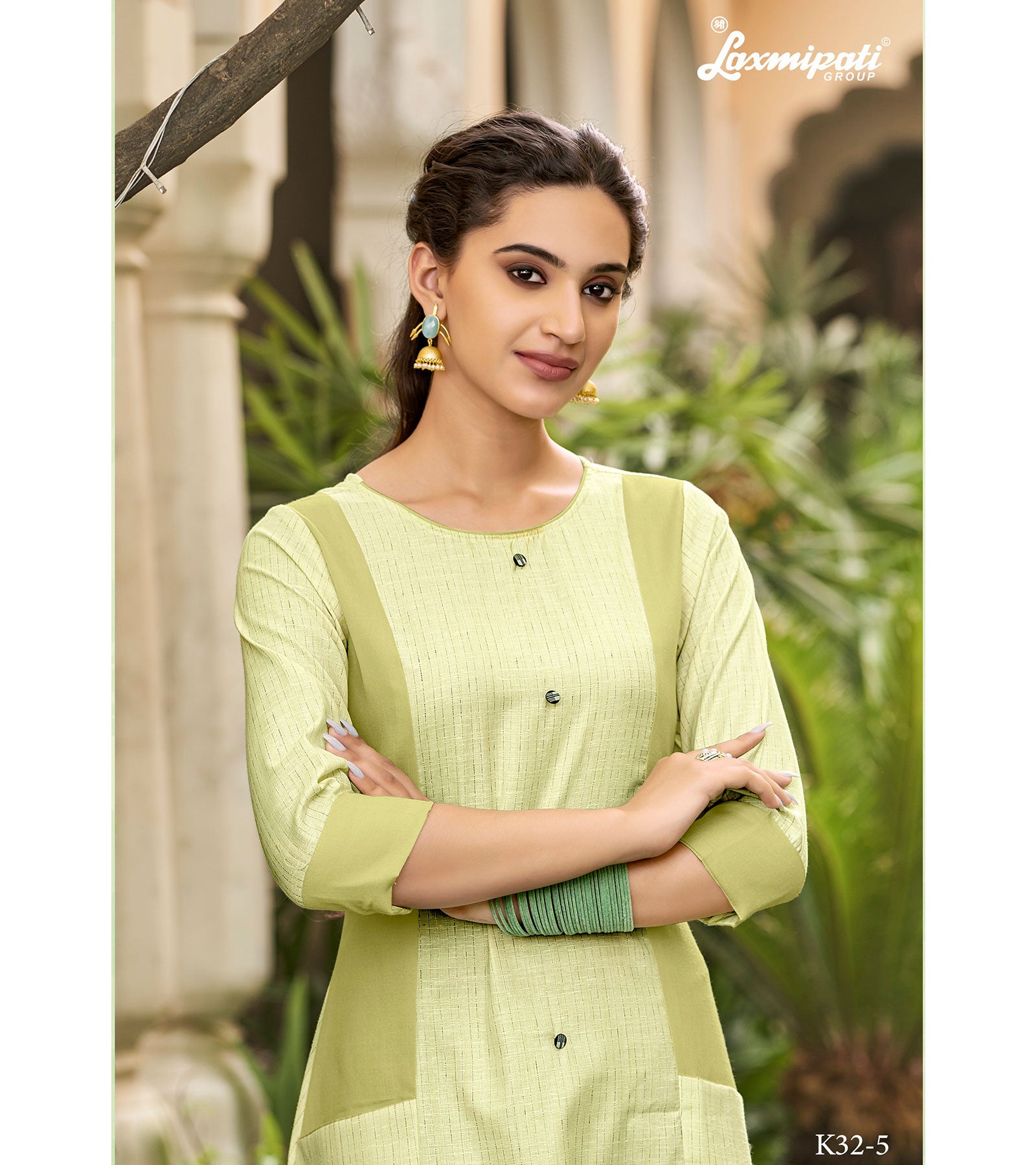 Laxmipati  Spun Base Self Textured Khaki  Kurti