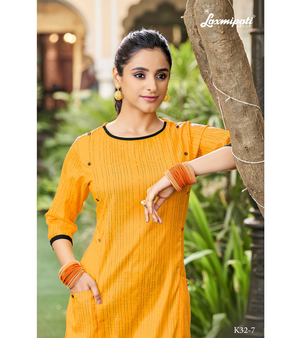 Laxmipati  Spun Base Self Textured Gold  Kurti