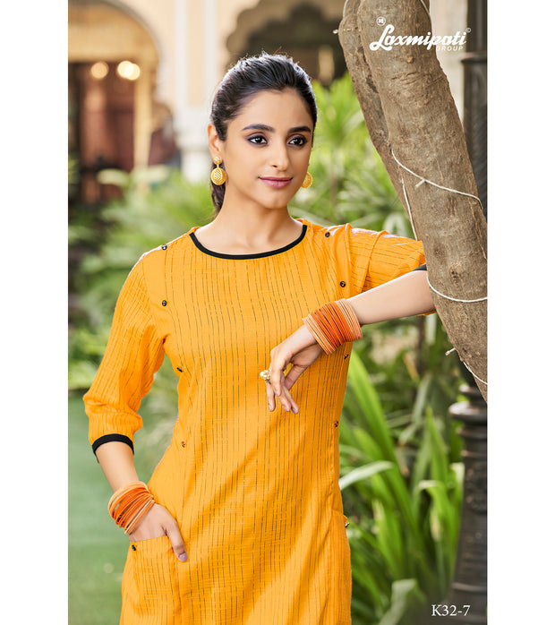 Laxmipati  Spun Base Self Textured Gold  Kurti