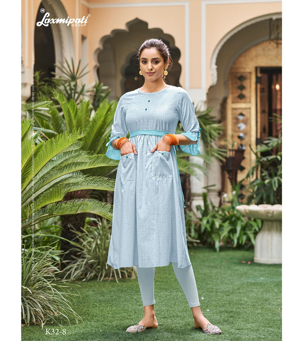 Laxmipati  Spun Base Self Textured Light Blue Kurti