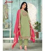 Laxmipati  Cotton Pastel Green Straight Cut Kurti With Dupatta And Pant