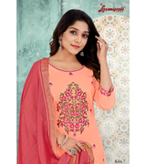 Laxmipati  Cotton Coral Straight Cut Kurti With Dupatta And Pant