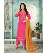 Laxmipati  Cotton Hot Pink Straight Cut Kurti With Dupatta And Pant