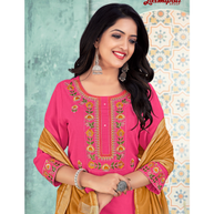 Laxmipati  Cotton Hot Pink Straight Cut Kurti With Dupatta And Pant