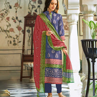 Laxmipati Ekansha K46_5 Jugnoo Viscose Poly Base Purple Kurti, Pant With Dupatta