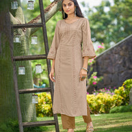 Laxmipati  Spun Base Fabric Khaki Straight Cut Kurti With Pant