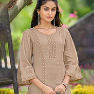 Laxmipati  Spun Base Fabric Khaki Straight Cut Kurti With Pant