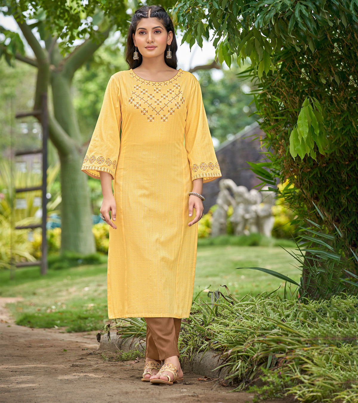 Buy Beautiful Indian Women Yellow Kurta Designer Dupatta Online in India   Etsy