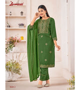 Laxmipati  Muslin Base Fabric Forest Green Kurta With Pant & Dupatta