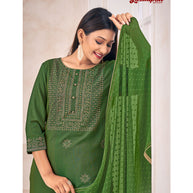 Laxmipati  Muslin Base Fabric Forest Green Kurta With Pant & Dupatta