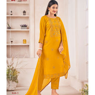 Laxmipati  Muslin Base Fabric Bright Yellow Kurta With Pant & Dupatta