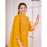 Laxmipati  Muslin Base Fabric Bright Yellow Kurta With Pant & Dupatta