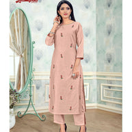 Laxmipati Damini Vol.2 K85-1 Chandery Base Teopical Peach Straight Cut Kurti With Pant