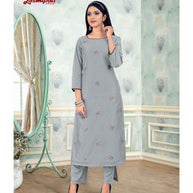 Laxmipati Damini Vol.2 K85-2 Chandery Base Chiseled Stone Straight Cut Kurti With Pant