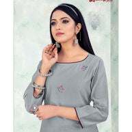 Laxmipati Damini Vol.2 K85-2 Chandery Base Chiseled Stone Straight Cut Kurti With Pant