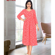 Laxmipati Muslin Base Coral Red Nayra Cut Kurti