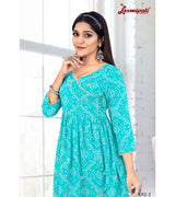 Laxmipati Muslin Base Aqua Nayra Cut Kurti