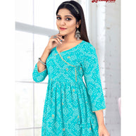Laxmipati Muslin Base Aqua Nayra Cut Kurti