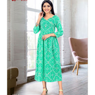Laxmipati  Muslin Base Turquoise Nayra Cut Kurti