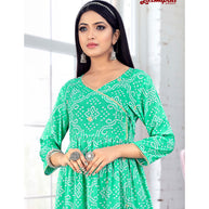 Laxmipati  Muslin Base Turquoise Nayra Cut Kurti