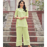 Laxmipati  Mull Pale Green Tunic With Plazzo Kurti