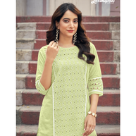 Laxmipati  Mull Pale Green Tunic With Plazzo Kurti