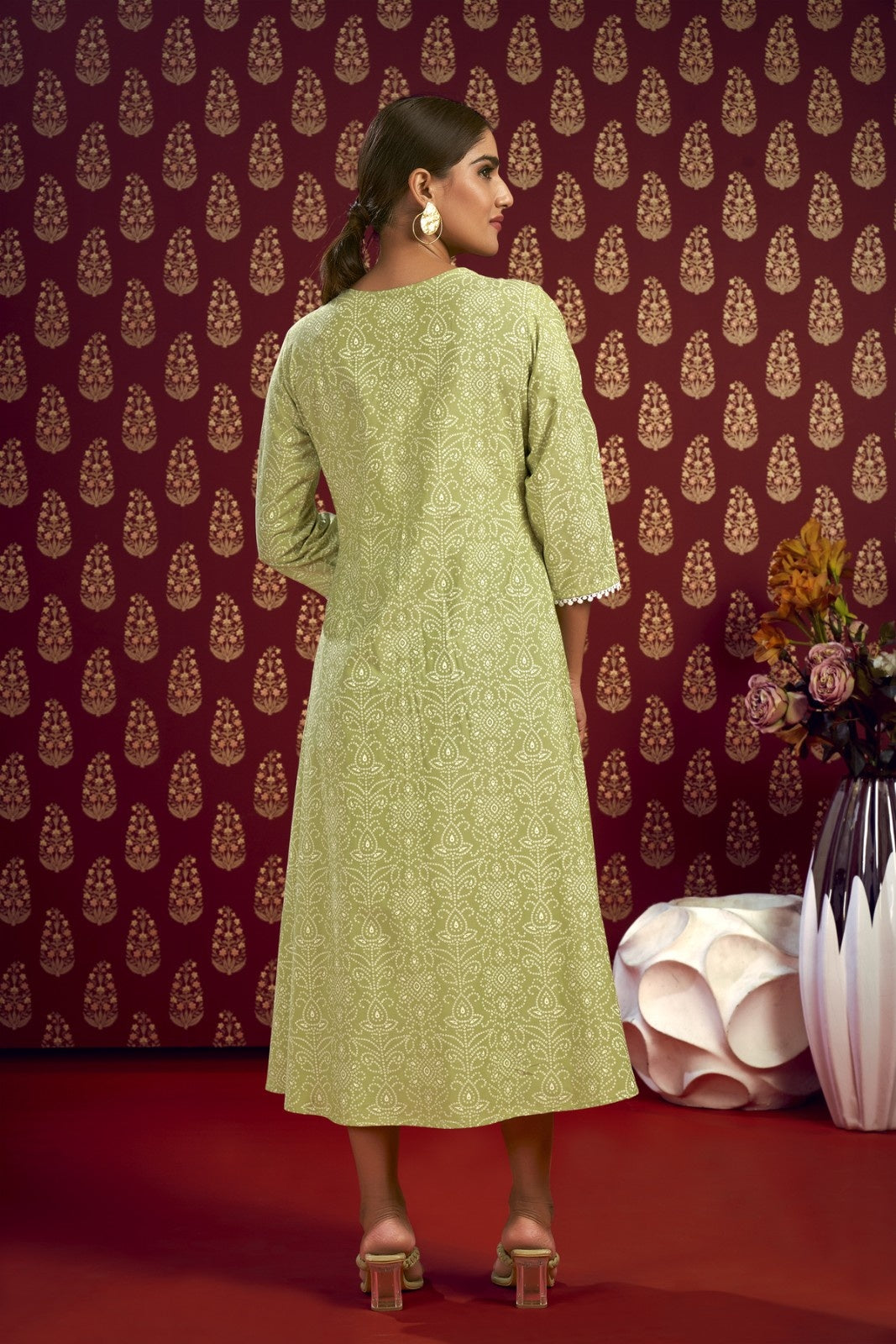 Laxmipati Bandish - KT0007 Viscose Embroidered A-Line Woman Green Kurta