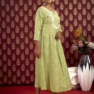 Laxmipati Bandish - KT0007 Viscose Embroidered A-Line Woman Green Kurta