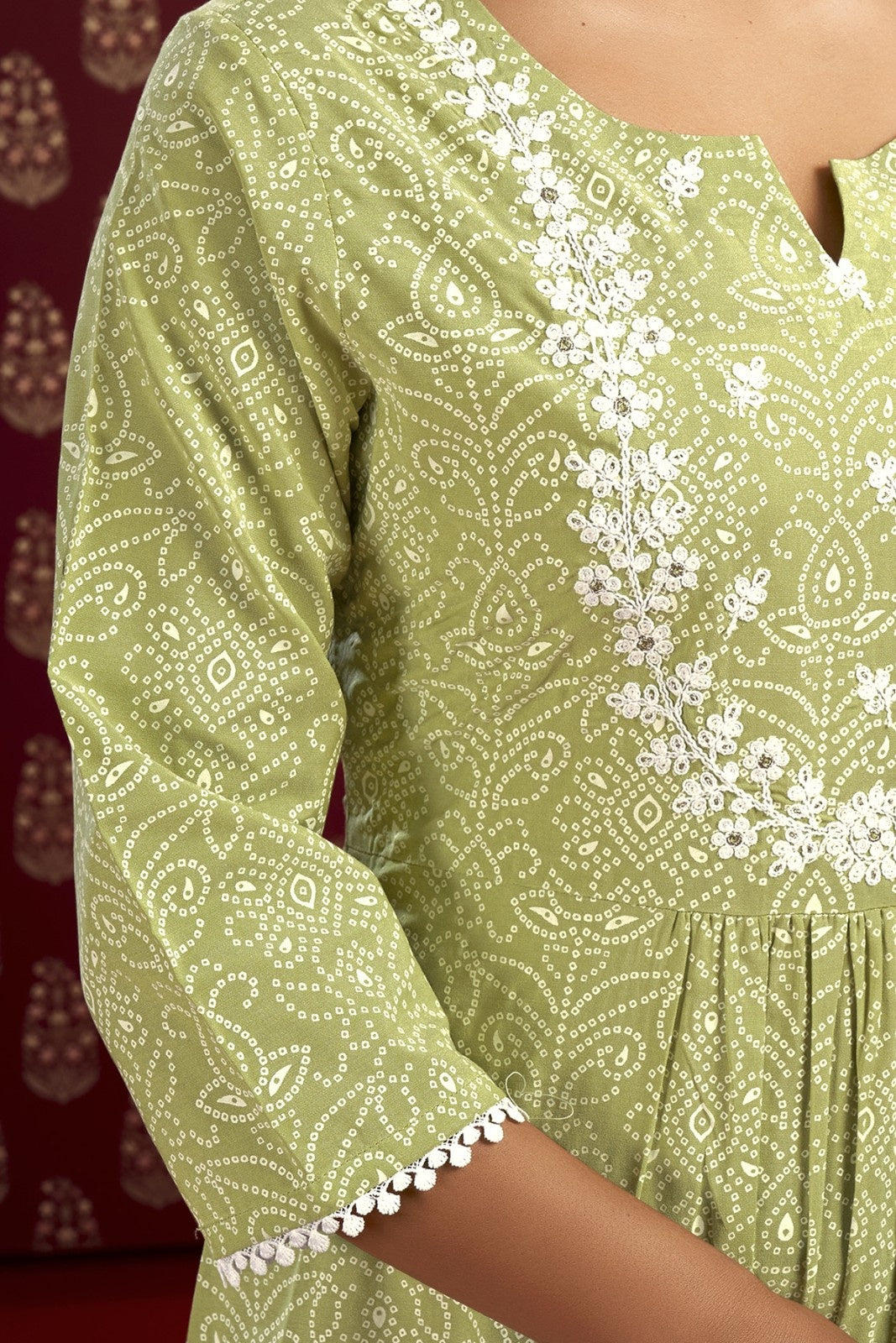 Laxmipati Bandish - KT0007 Viscose Embroidered A-Line Woman Green Kurta