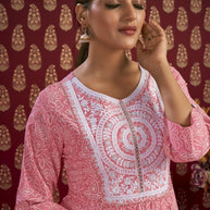 Laxmipati Bandish - KT0010 Viscose Embroidered A-Line Woman Peach Kurta