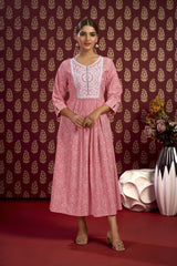 Laxmipati Bandish - KT0010 Viscose Embroidered A-Line Woman Peach Kurta